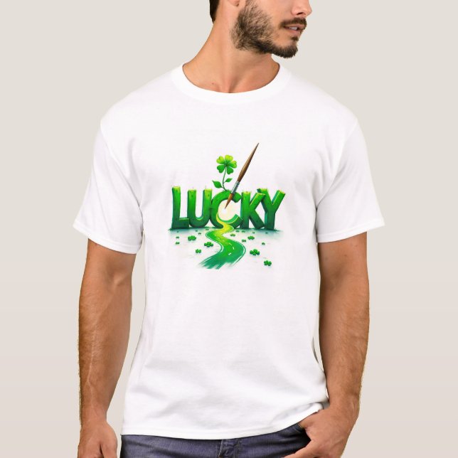 Lucky Klöver Design för St. Patrick's Day T Shirt (Framsida)
