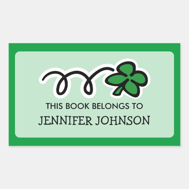 Lucky klöver Detta bok-tillhör  att dekera etikett (Framsida)