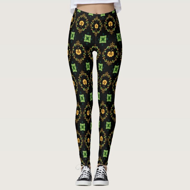 Lucky Klöver 🍀 en timodig symbol för Bra Fortune Leggings (Framsida)