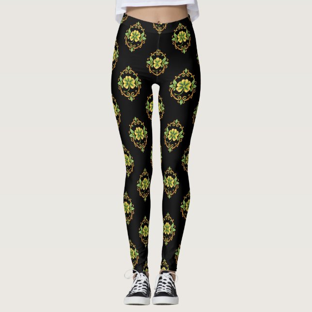 Lucky Klöver 🍀 en timodig symbol för Bra Fortune Leggings (Framsida)