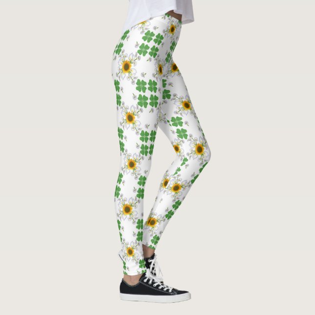 Lucky klöver , Klöver med Solros Calla Lily Leggings (Höger)