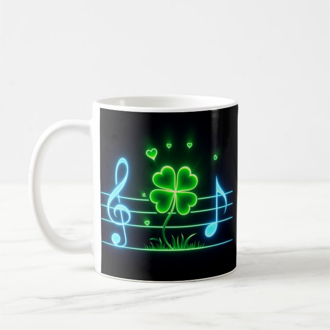 Lucky Klöver med Musik noter Design Kaffemugg (Vänster)