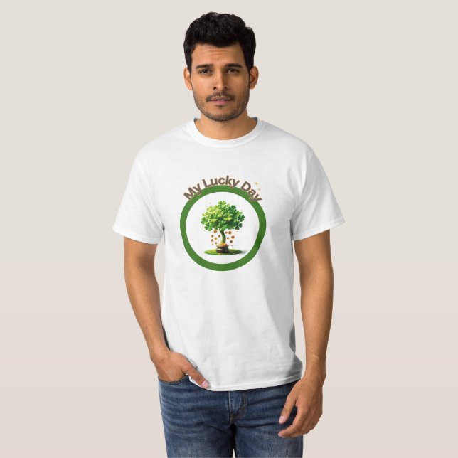 Lucky Klöver och Golden Mynt T Shirt (Hel framsida)