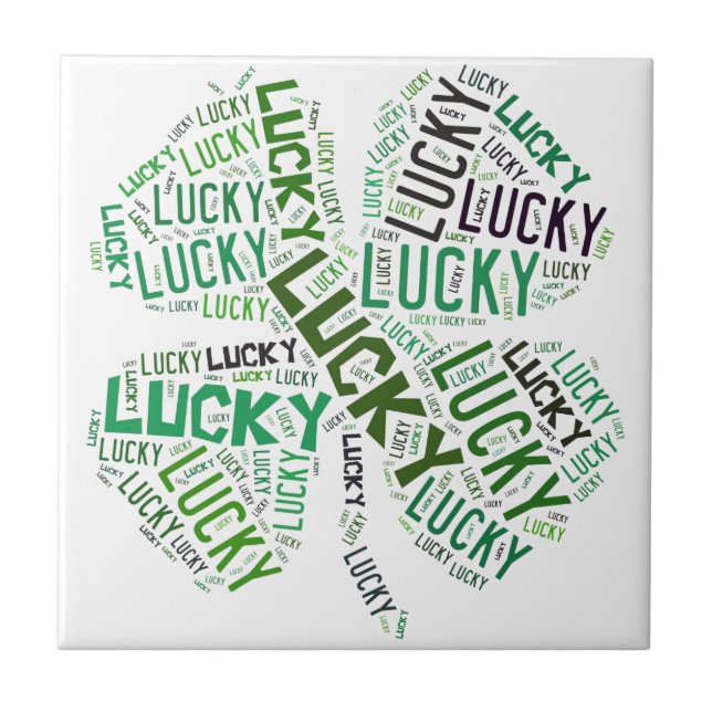 Lucky Klöver Ord Art Kakelplatta (Framsidan)