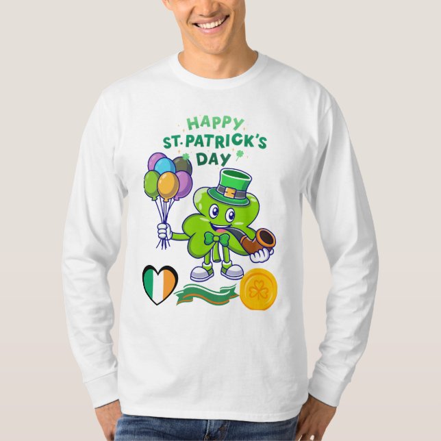 "Lucky Klöver Pipe - St. Patrick's Day Tee" T Shirt (Framsida)