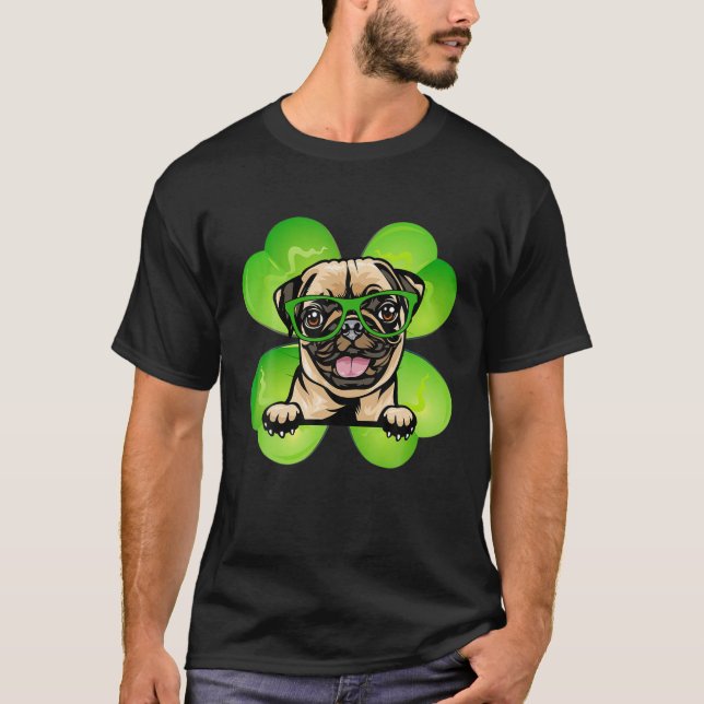 Lucky Klöver Pug Funny St patricks day Costume T Shirt (Framsida)