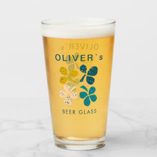 Lucky Klöver Shamrock St Patrick's day Namn Beer Glaskopp