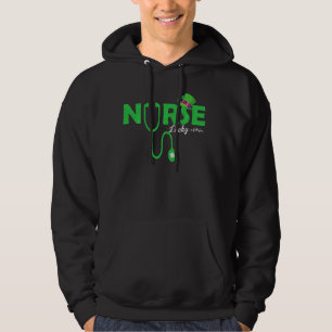 Lucky klöver Stethoscope hjärtslag Nurse St Patric Hoodie