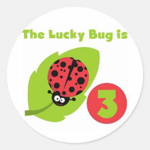 Lucky Kryp 3:e födelsedag T-skjortor och presenter Runt Klistermärke