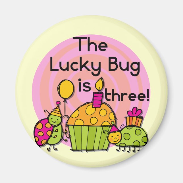 Lucky Kryp Cupkaka, 3:e födelsedagen Tshirts och G Magnet (Framsidan)