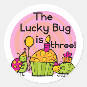 Lucky Kryp Cupkaka, 3:e födelsedagen Tshirts och G Runt Klistermärke