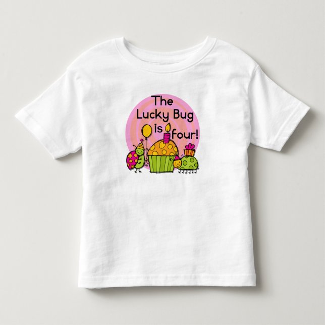 Lucky Kryp Cuptårta 4e födelsedagen T-shirts och p (Framsida)
