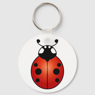 Lucky Ladybug Red Orange Black Ladybird Beetle Nyckelring