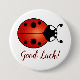 Lucky Ladybug Red Orange Black Ladybird Lycka till Knapp