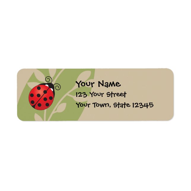 Lucky Ladybug Returadress Etikett (Framsidan)