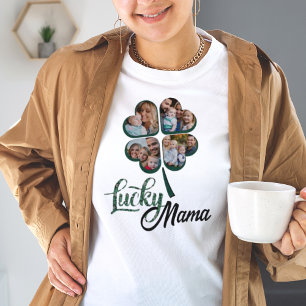 Lucky Lägg till ditt eget foto 4 löv klöver St Pat T Shirt