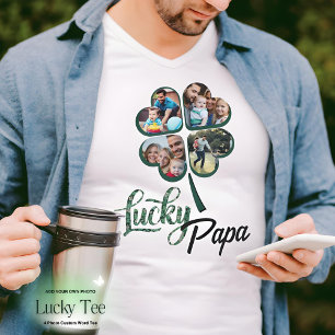 Lucky Lägg till ditt eget foto 4 löv klöver St Pat T Shirt