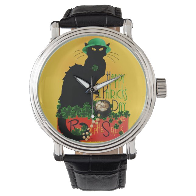 Lucky Le Chatta Noir St. Patrick's Day Armbandsur (Framsida)