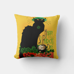 Lucky Le Chatta Noir St. Patrick's Day Kudde