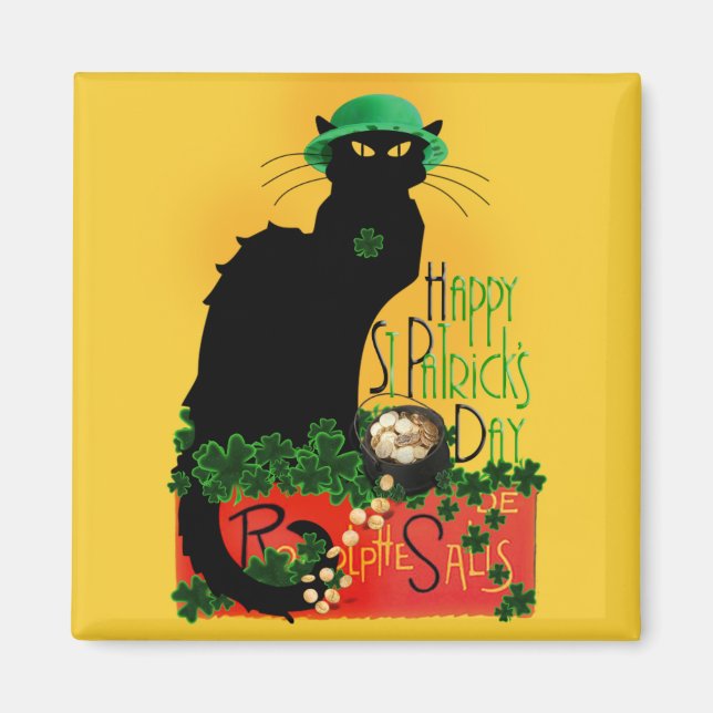 Lucky Le Chatta Noir St. Patrick's Day Magnet (Framsidan)
