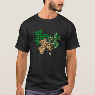 Lucky Leopard Shamrock St patricks day Tee Women