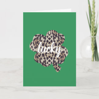 Lucky Leopard Skriv ut Shamrock St. Patrick's Day Kort