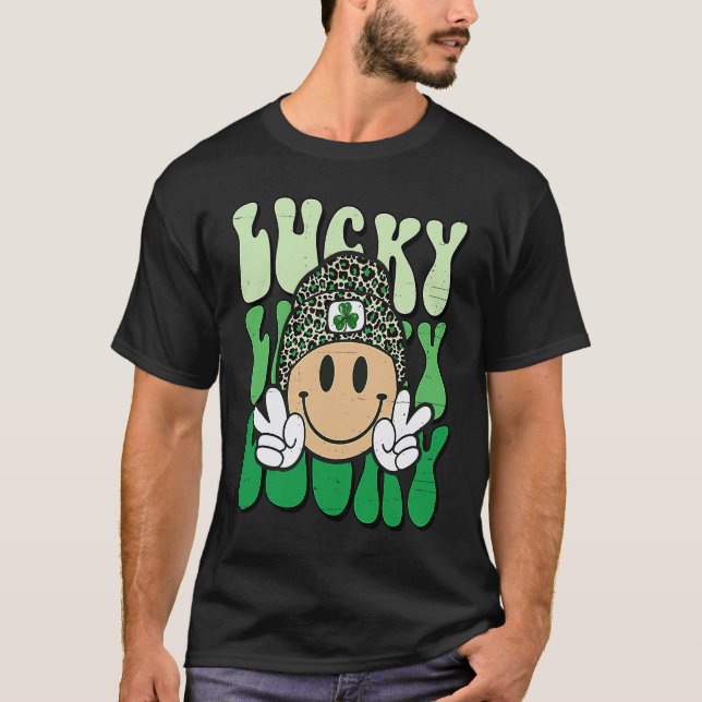 Lucky Leopard Smile Face Meme  St Patricks Day Wom T Shirt (Framsida)
