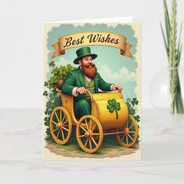 Lucky Leprechaun Best Wishes Card Kort (Framsida)