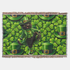 Lucky leprechaun black cat Saint Patrick's Day Pat Filt