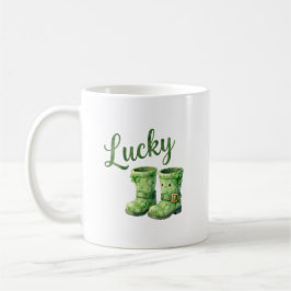 Lucky Leprechaun Boots Watercolor Patrick's Day Kaffemugg