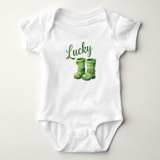 Lucky Leprechaun Boots Watercolor Patrick's Day  T Shirt (Framsida)