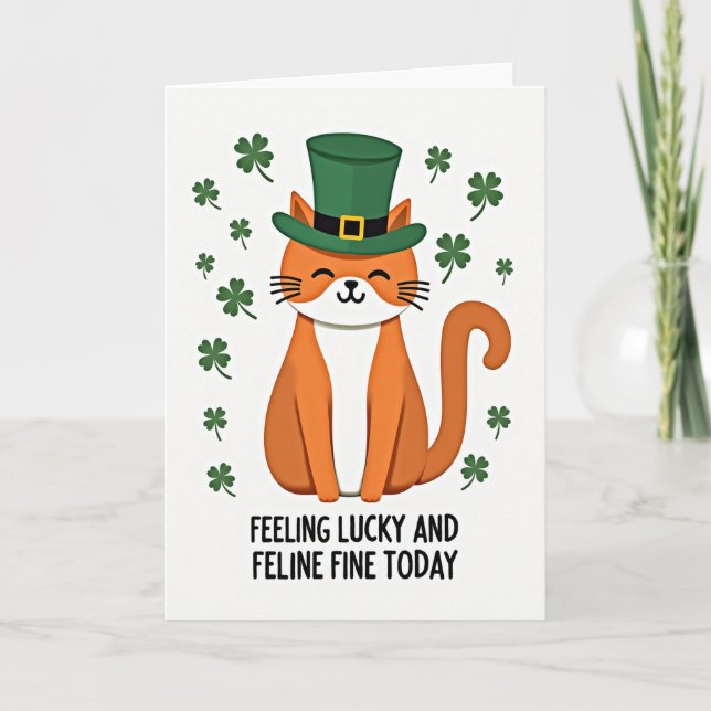 Lucky Leprechaun Cat Art Card Kort (Framsida)