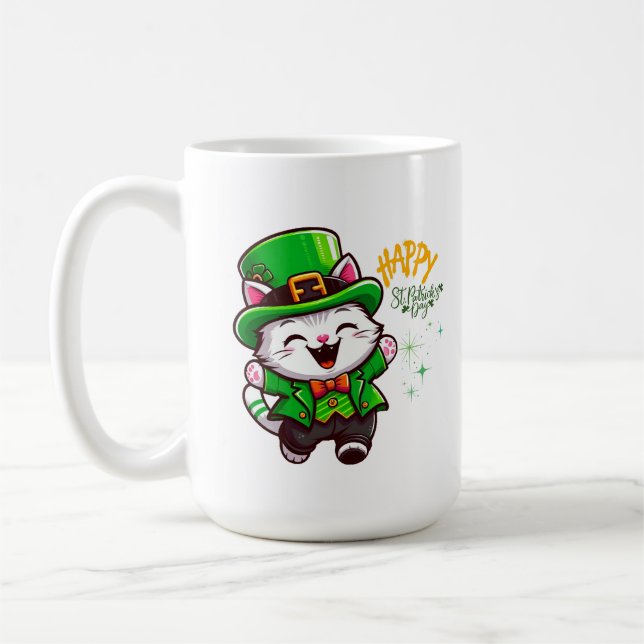 Lucky Leprechaun Cat Kaffemugg (Vänster)