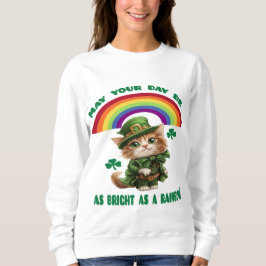 Lucky Leprechaun Cat & Rainbow Sweatshirt T Shirt