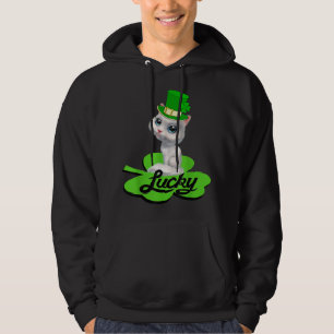 Lucky Leprechaun Cat St patricks day shamrock för Hoodie