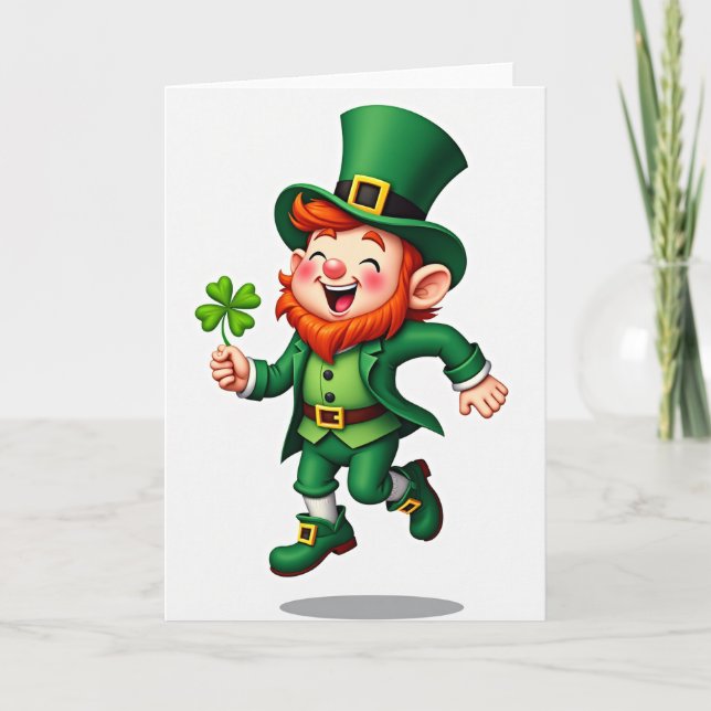 Lucky Leprechaun Four Leaf Clover Card Kort (Framsida)