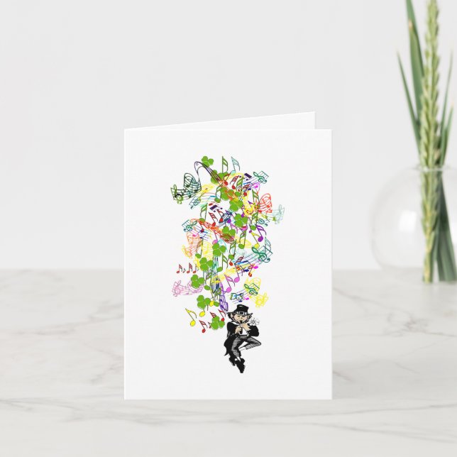 Lucky Leprechaun med Shamrocks Kort (Framsida)