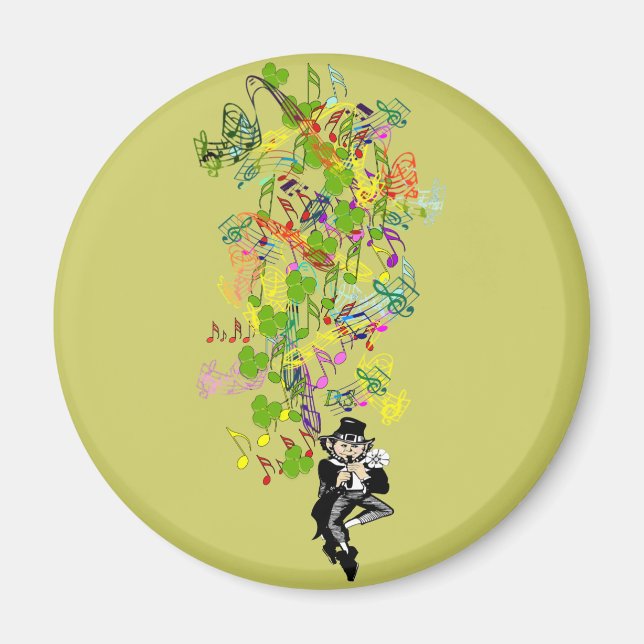 Lucky Leprechaun med Shamrocks Magnet (Framsidan)