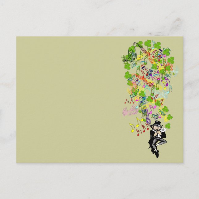 Lucky Leprechaun med Shamrocks Vykort (Framsida)