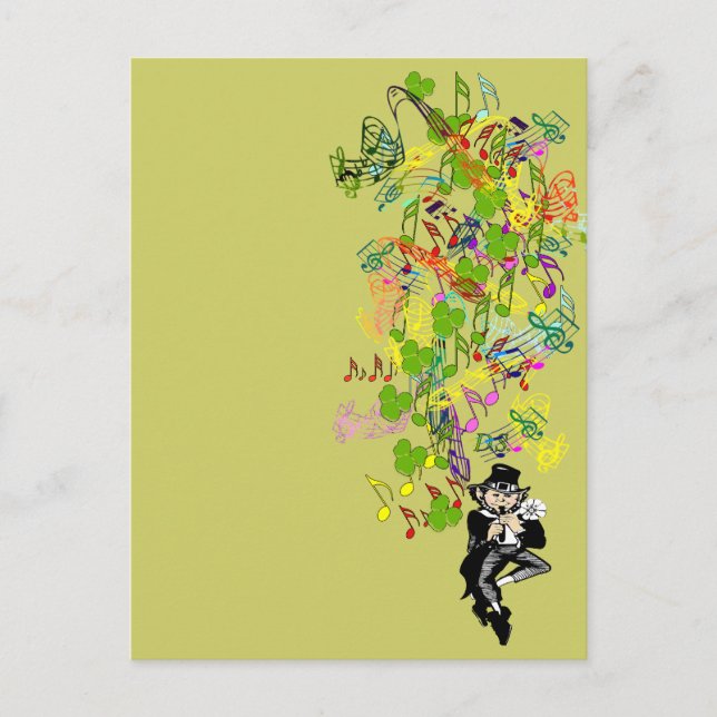 Lucky Leprechaun med Shamrocks Vykort (Framsida)