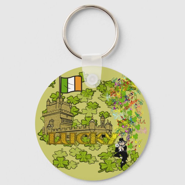 Lucky Leprechaun och Hans Irish Castle Nyckelring (Framsida)