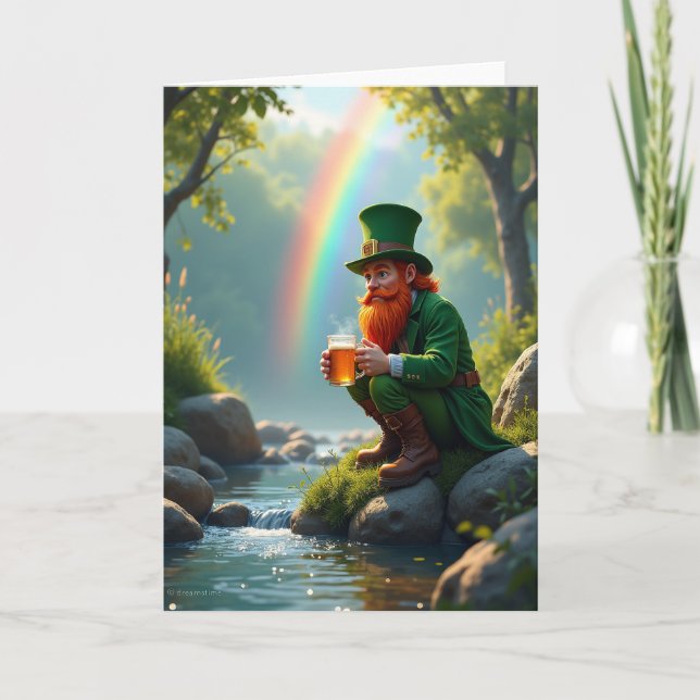 Lucky Leprechaun Scene Greeting Card Kort (Framsida)