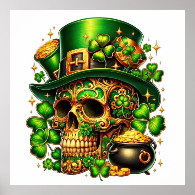 Lucky Leprechaun Skull Poster (Framsidan)