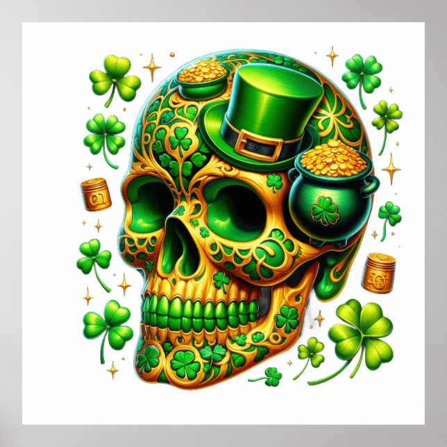 Lucky Leprechaun Skull Poster (Framsidan)