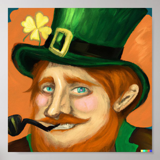 Lucky Leprechaun St. Patrick Day Original Art Poster (Framsidan)