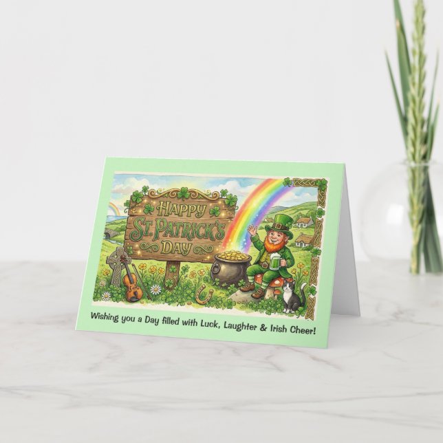 Lucky Leprechaun St Patrick's Day Card Kort (Framsida)