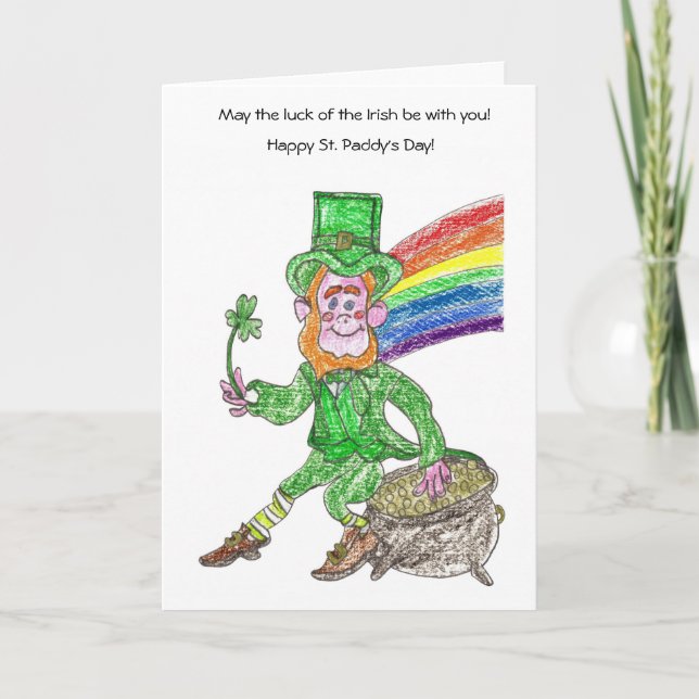 Lucky Leprechaun St. Patrick's Day Card Kort (Framsida)