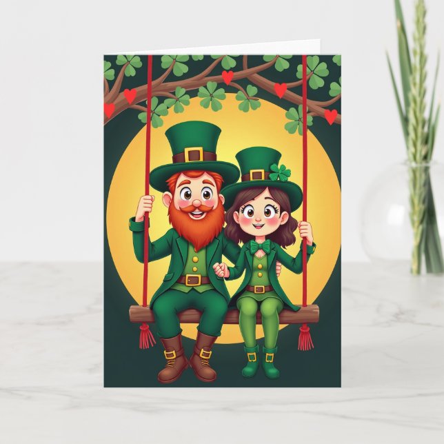 Lucky Leprechauns Love Card Kort (Framsida)
