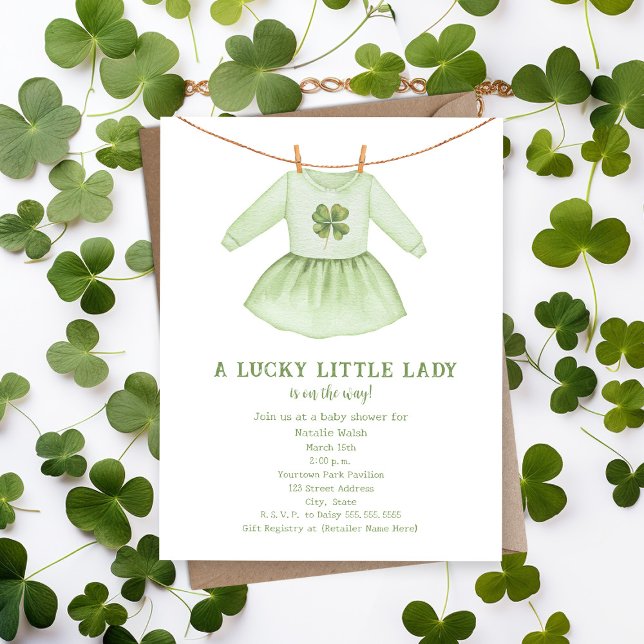 Lucky Little Dam St Patrick's Klöver Baby Shower Inbjudningar (Skapare uppladdad)