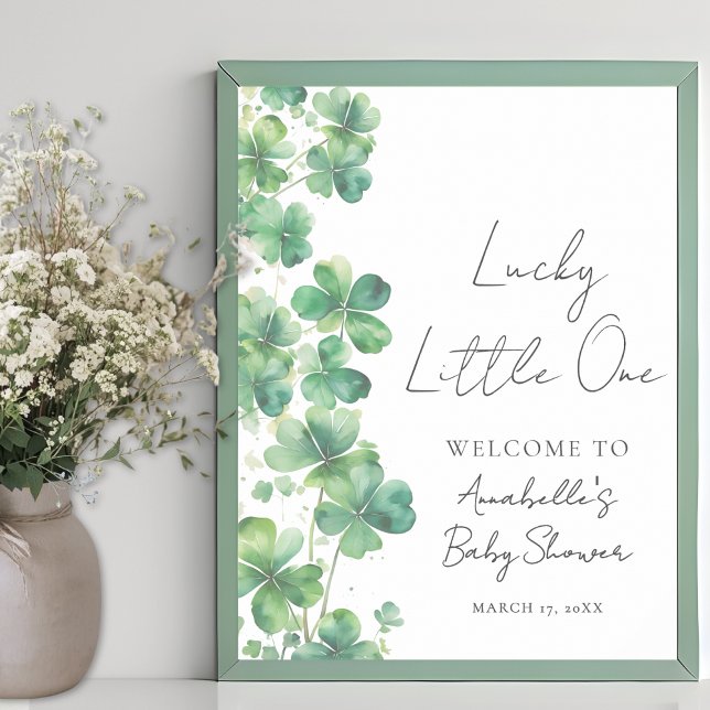 Lucky Little One Baby Shower Welcome Sign Poster (Lucky Little One Baby Shower Welcome Sign)